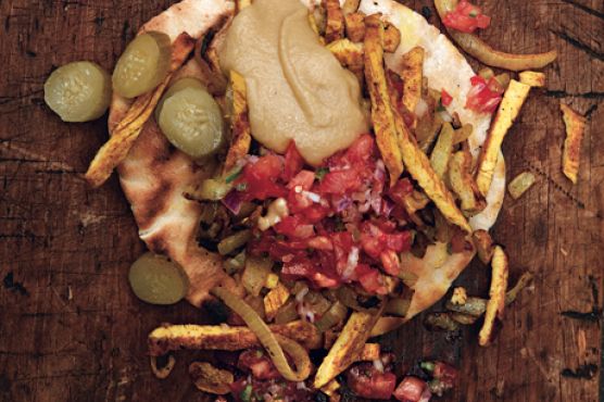 Turkey Shawarma with Tomato Relish and Tahini Sauce