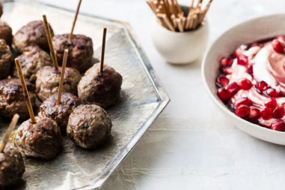 Turkish Spiced Meatballs with Pomegranate Yogurt Sauce