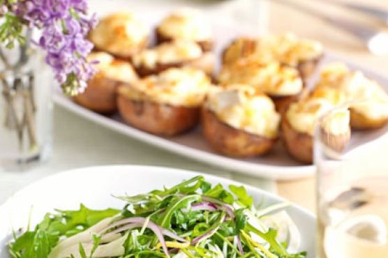 Twice-baked potatoes with goat’s cheese
