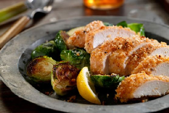 Unfried Chicken with Roasted Brussels Sprouts