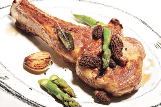 Veal Chops with Asparagus and Morels