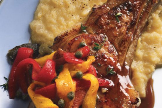 Veal Chops with Sherry Gastrique and Roasted Peperonata