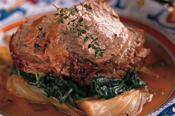 Veal Roasted with Shallots, Fennel and Vin Santo