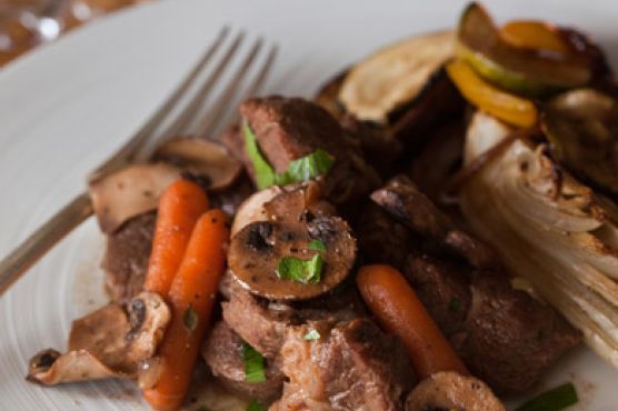 Veal, Wild Mushrooms, and Red Wine