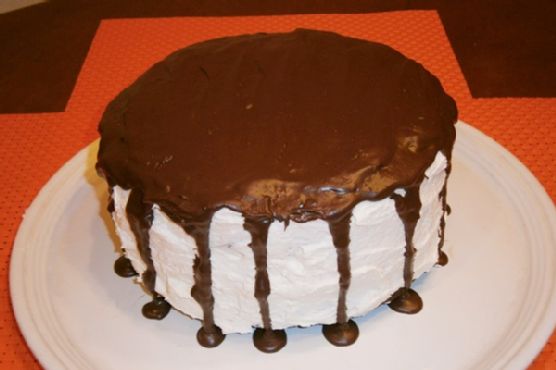 Vegan Chocolate Cake with White Frosting and Chocolate Ganache