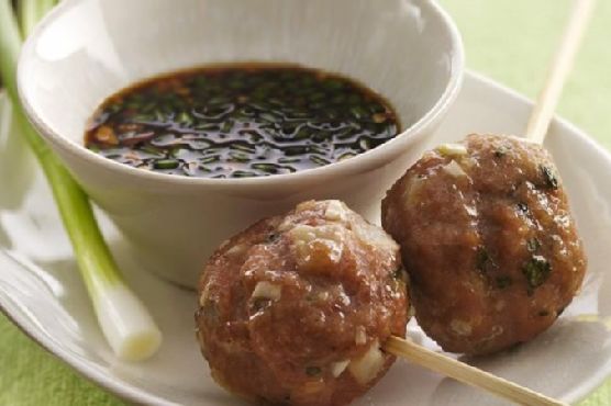 Vietnamese Meatball Lollipops with Dipping Sauce