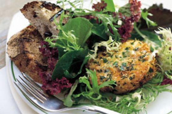 Warm Goat Cheese Salad with Grilled Olive Bread