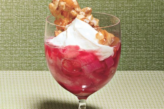 Warm Rhubarb Compote with Walnut-Coconut Crunch