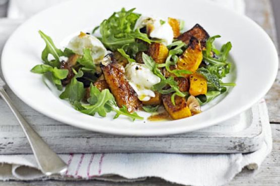 Warm squash & rocket salad with garlic vinaigrette