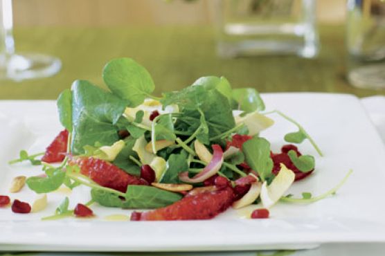 Watercress Endive Salad with Blood Oranges and Pomegranates