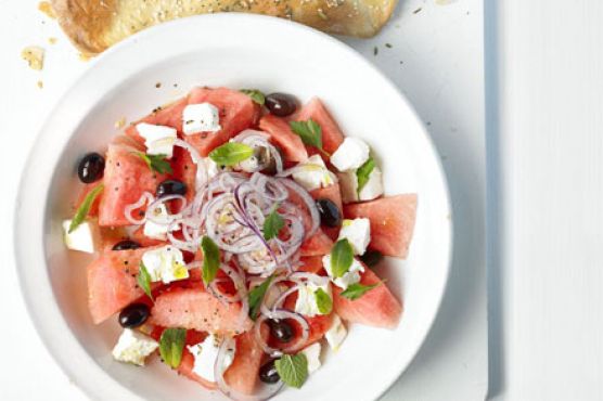 Watermelon & feta salad with crispbread