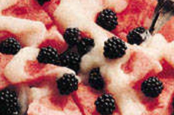 Watermelon with Blackberries and Pear Puree