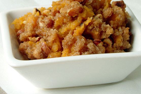 Whipped Sweet Potatoes with Hazelnut Topping