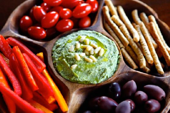 White Bean Basil Pesto Hummus