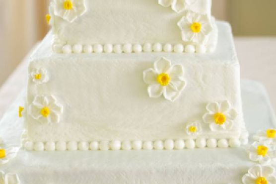 White Wedding Cake with Raspberry Filling