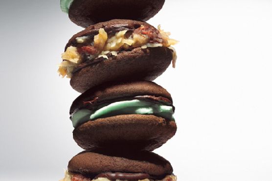 Whoopie Pies with Mint Filling and Chocolate Ganache