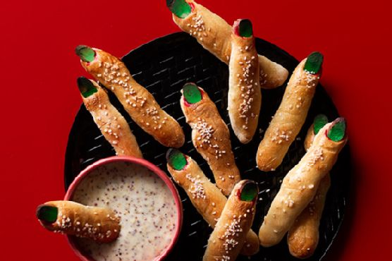 Witch's Finger Bread Sticks with Maple Mustard Dip