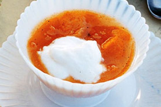 Yogurt Mousse with Apricot Sauce