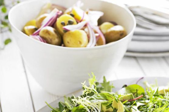 Zingy new potato salad
